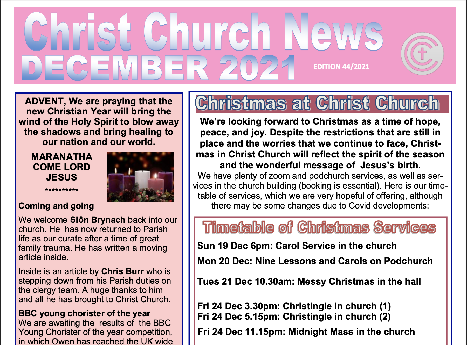 Christ Church News December 2021 Christ Church Roath Park
